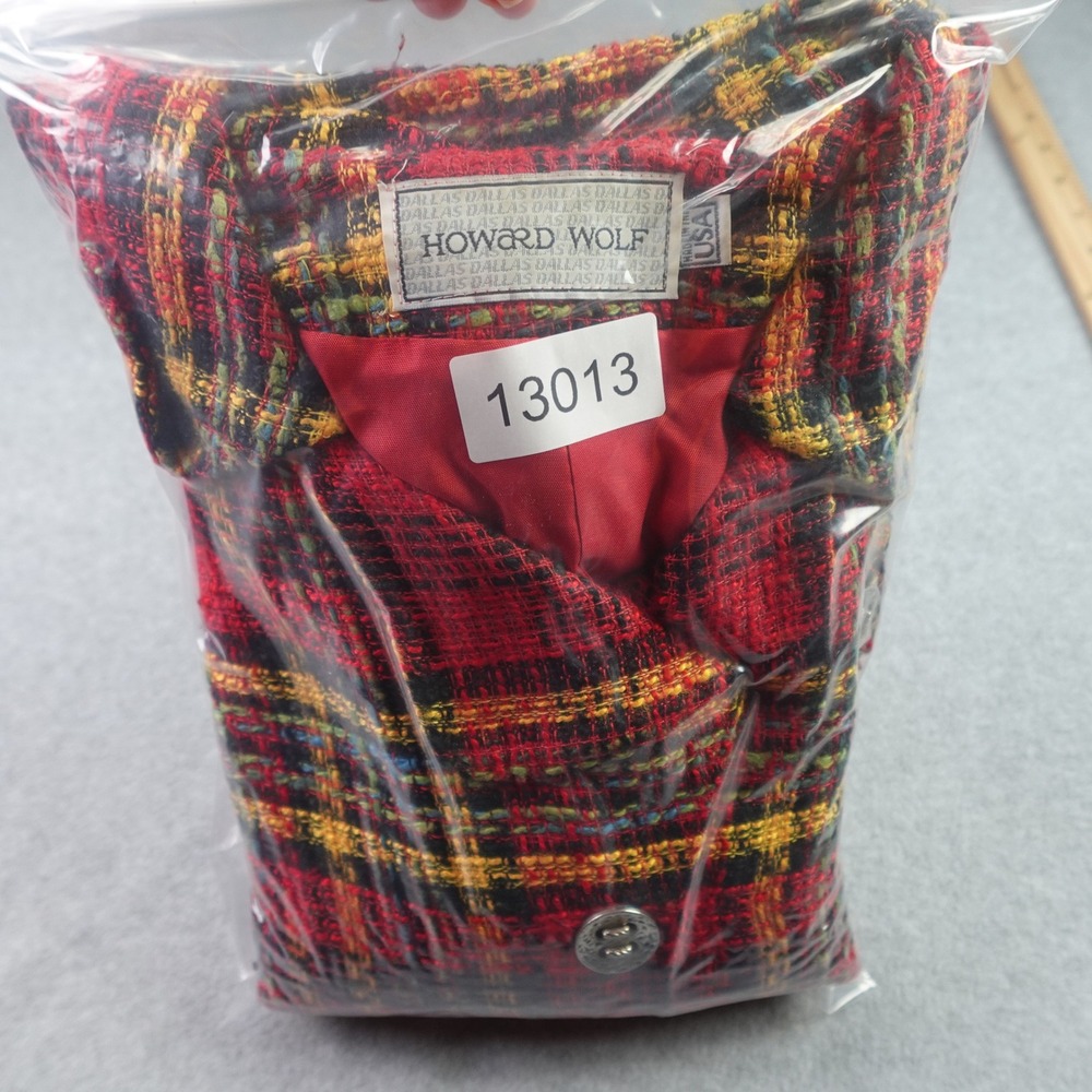 Howard Wolf Blazer Womens 4 Red Plaid Vintage Wool Blend Jacket - Picture 16 of 16